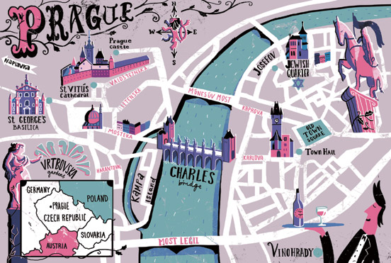 illustrated map of Prague, 