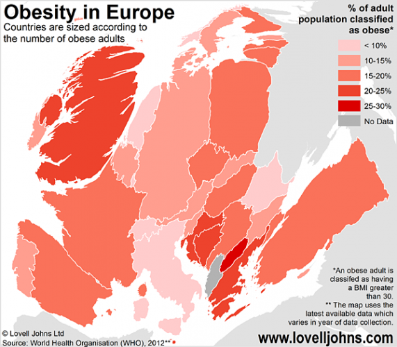 Obesity Europe Cartogram Map