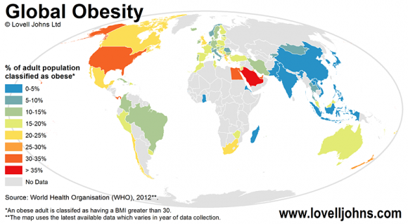 World Obesity Map Lovell Johns