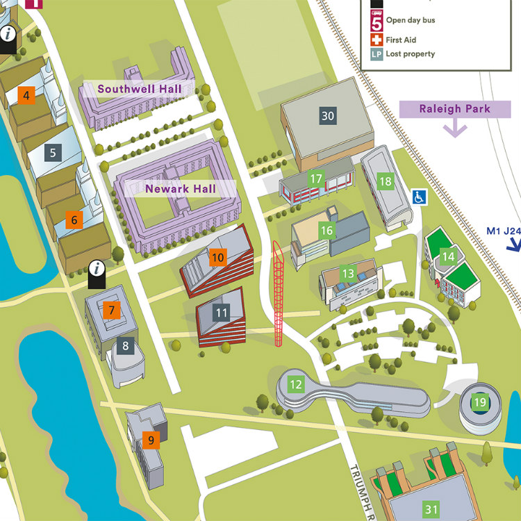 3D illustrated Campus Maps for University of Nottingham - Map Company