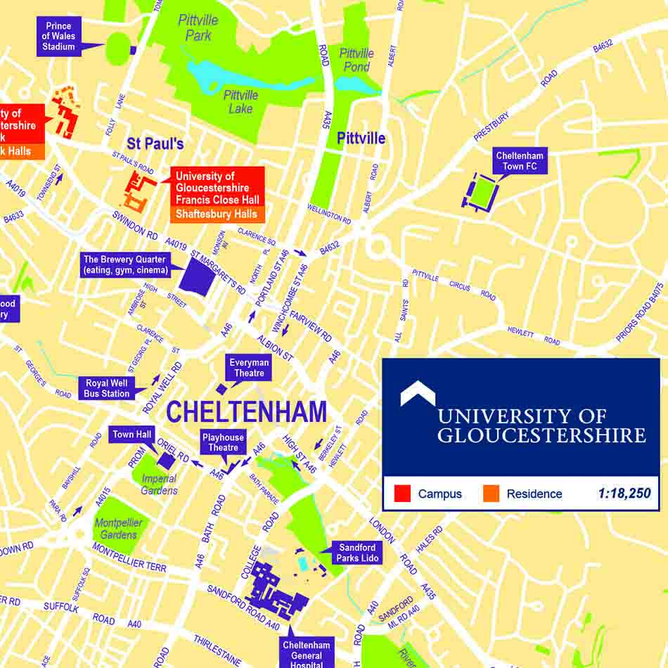 Campus Maps for the University of Gloucestershire by Lovell Johns