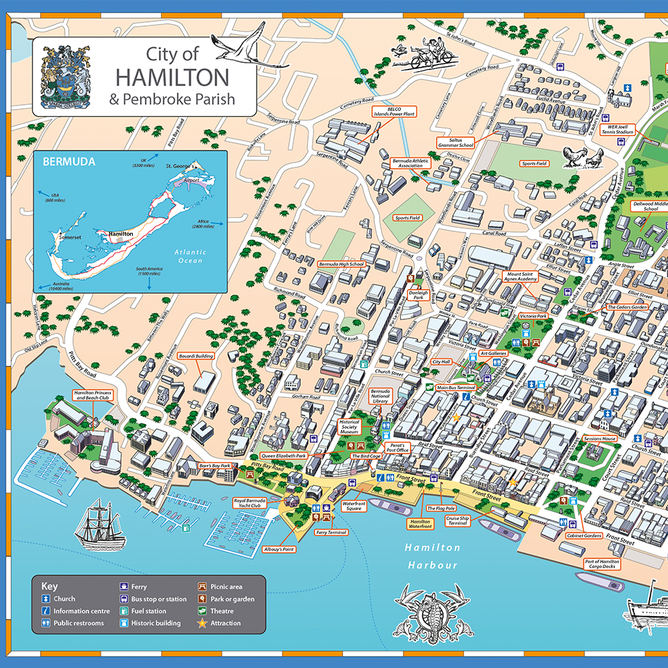 City Of Hamilton Gis Illustrated Map Of The City Of Hamilton, Bermuda