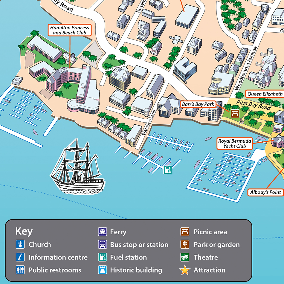 City Of Hamilton Mapping Illustrated Map Of The City Of Hamilton, Bermuda